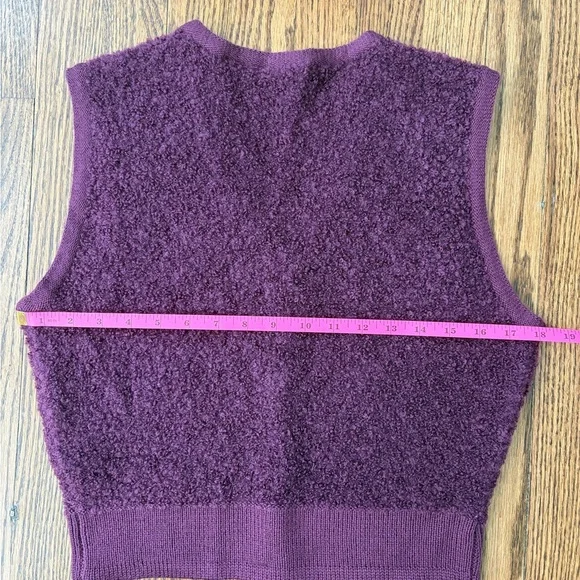 Liz Claiborne Deep Plum Textured V-Neck Button Sweater Vest - Picture 5 of 6